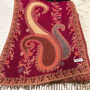 Pashmina Paisley Scarf in Red and Brown